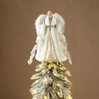 Glitzhome® 16.5" Faux Fur Elegant Christmas Angel Tree Topper