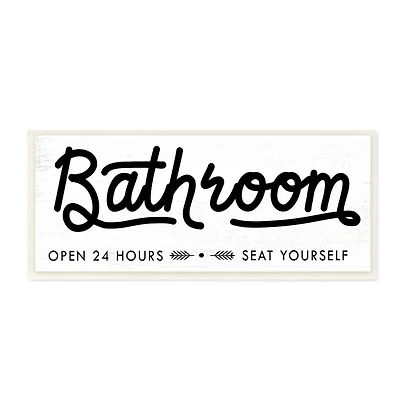Stupell Industries Seat Yourself Bathroom Wooden Wall Plaque