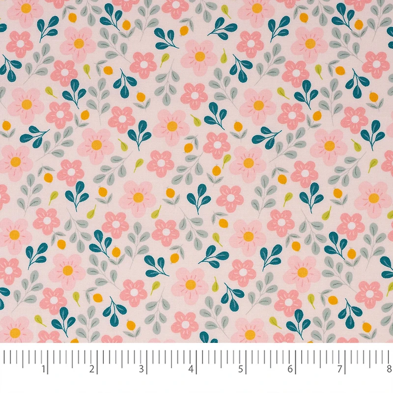 SINGER Delicate Floral Pink Cotton Fabric