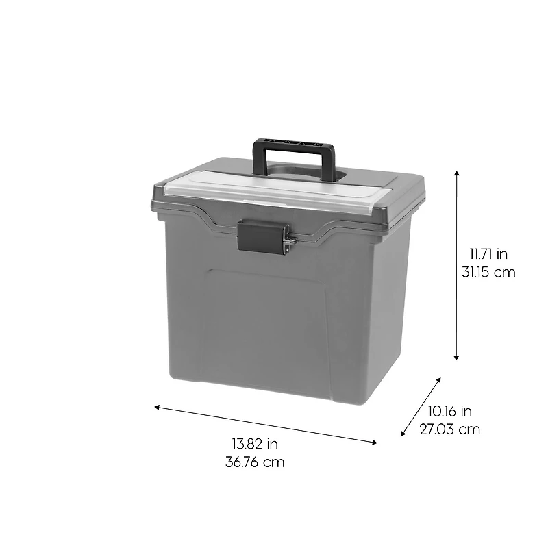 Iris® Gray, Portable File Box Letter Size, 4 Ct