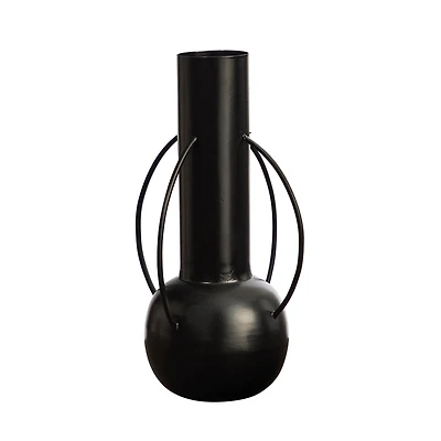 14" Black Contemporary Metal Vase