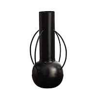 14" Black Contemporary Metal Vase