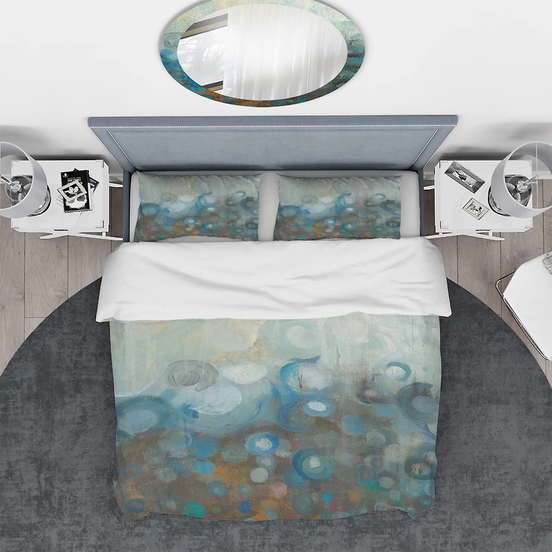 Designart 'Blue and Bronze Dots on Glass I' Geometric Bedding Set