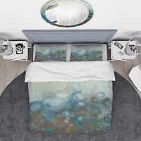 Designart 'Blue and Bronze Dots on Glass I' Geometric Bedding Set