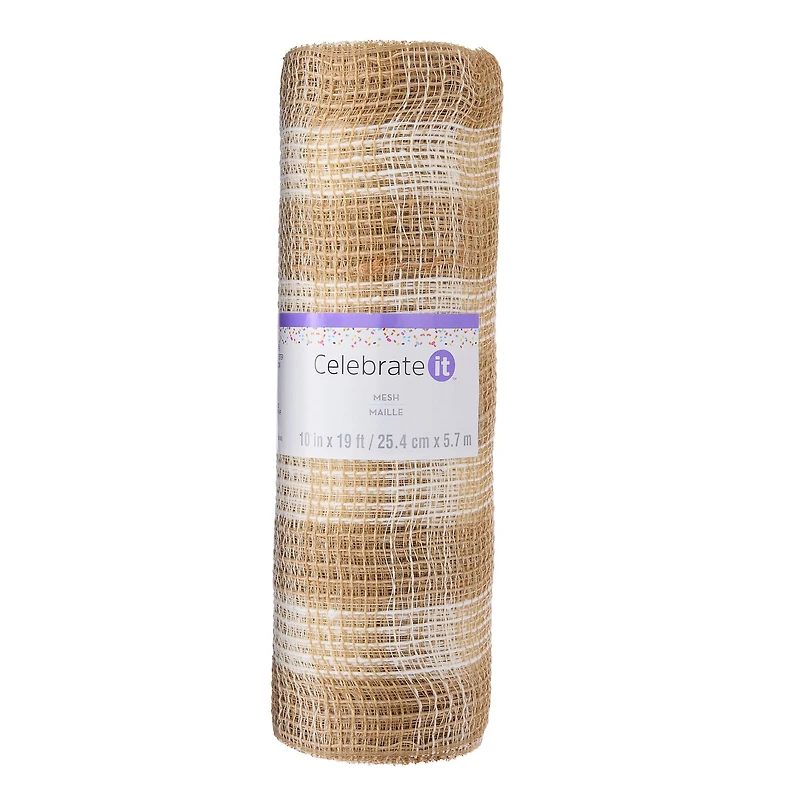 10" x 19ft. Tan & White Buffalo Check Mesh by Celebrate It™