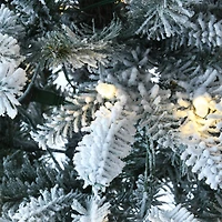 4.5ft. Pre-Lit Flocked Alpine Fir Entrance Tree In Gray Pot, Clear LED Lights