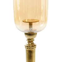 34" Gold Aluminum & Glass Traditional Candlestick Holder