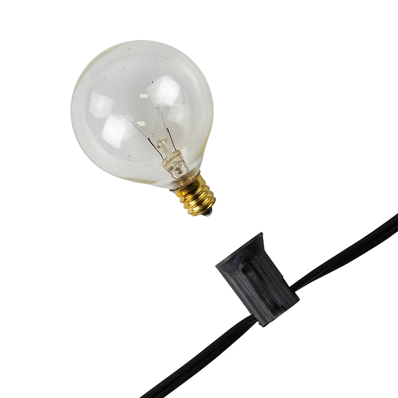 10ct Pure White LED G50 Globe Patio Lights 10ft Black Wire