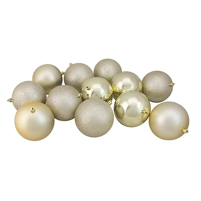 12ct. Champagne Gold Shatterproof Christmas Ball Ornaments Set