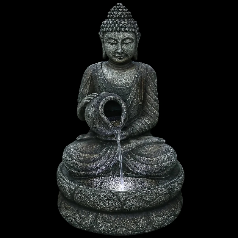 32" Buddha in Sukhasana Pose Outdoor Garden Water Fountain