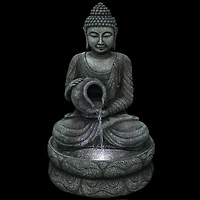 32" Buddha in Sukhasana Pose Outdoor Garden Water Fountain