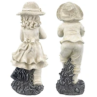 Design Toscano 13" Medium Rebecca & Samuel Young Gardener Statues Set