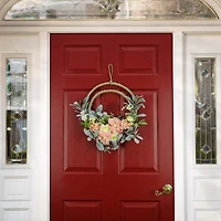 18" Spring Peony & Lamb’s Ear Double Hoop Wreath