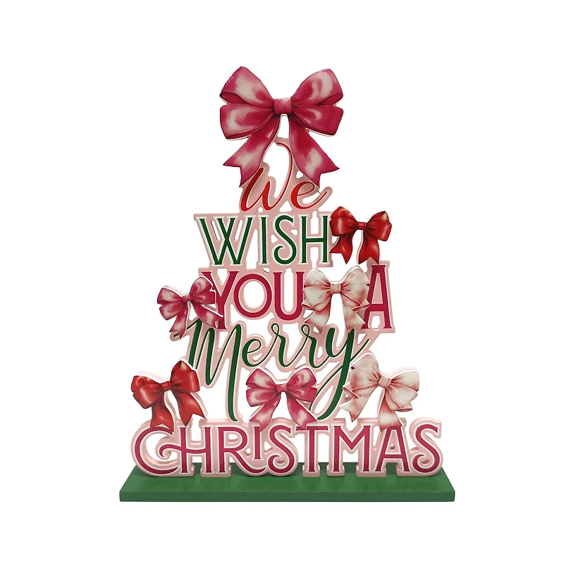 18" Wish You a Merry Christmas Bow Tabletop Décor by Ashland®