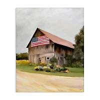 Stupell Industries Rural Americana Home Countryside Farm Flag Painting Canvas Wall Art