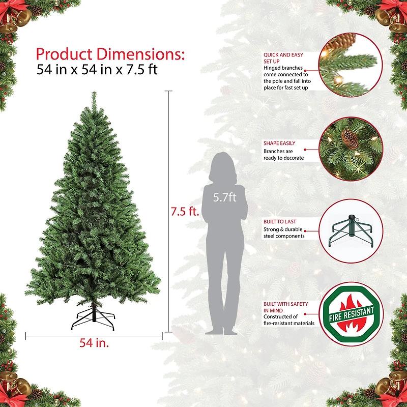 7.5ft. Pre-Lit Northern Fir Artificial Christmas Tree, Clear Lights