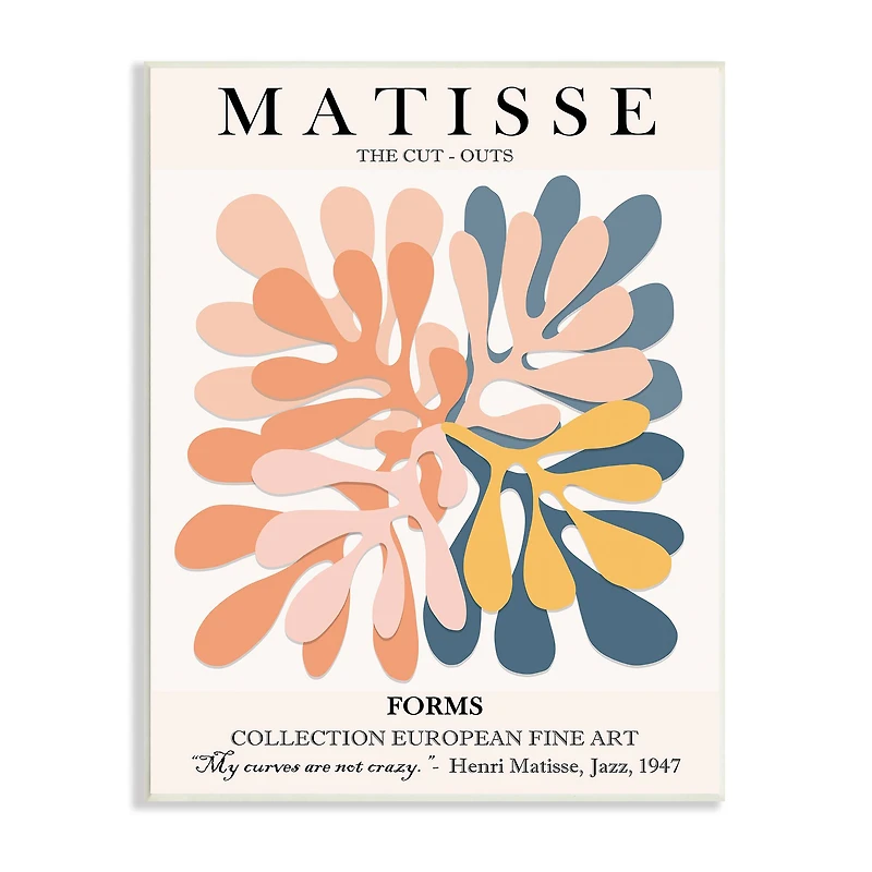 Stupell Industries Classical Matisse Painting Cut Out Forms Traditional Abstract Wall Plaque