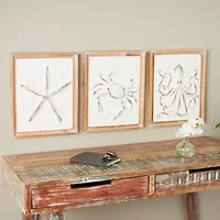 Framed Metal Sea Life Wall Décor Set