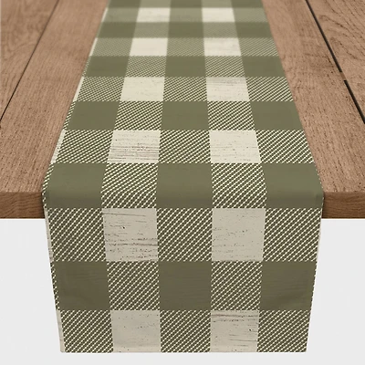 72" Green Buffalo Check Cotton Twill Runner