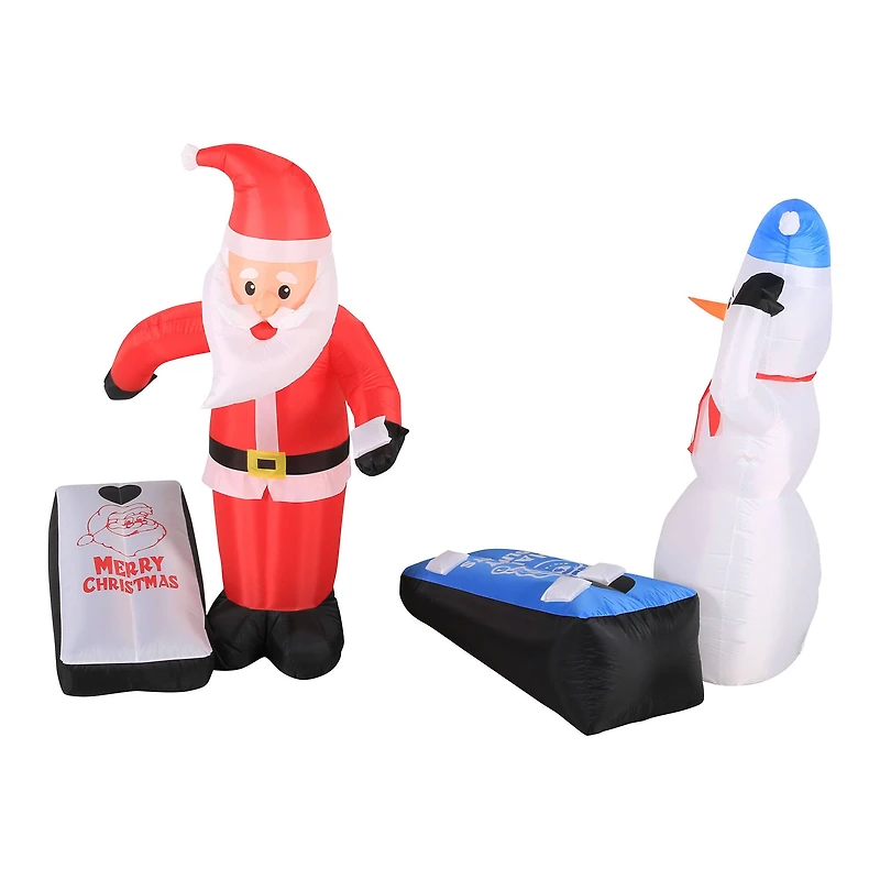 5ft. Inflatable Christmas Light Up Santa & Snowman Playing Corn Hole