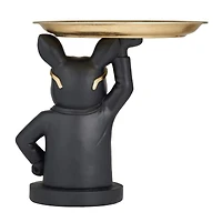 Black Polystone Traditional Sculpture, 14" x 15" x 14"