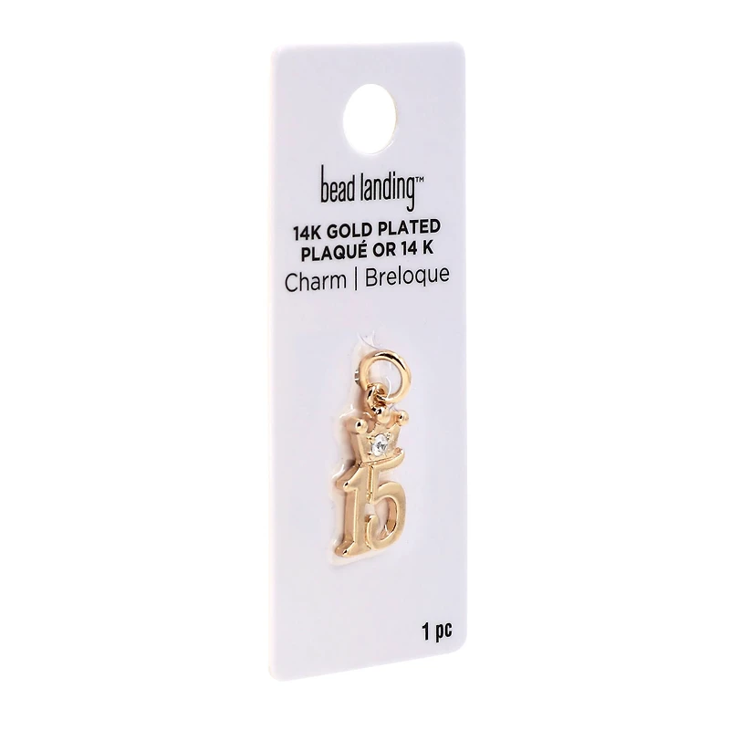 14K Gold Plated Crown 15 Charm by Bead Landing™