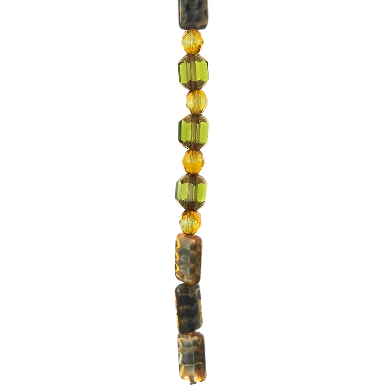 Autumn Green Czech Glass Bead Mix, 11mm by Bead Landing™