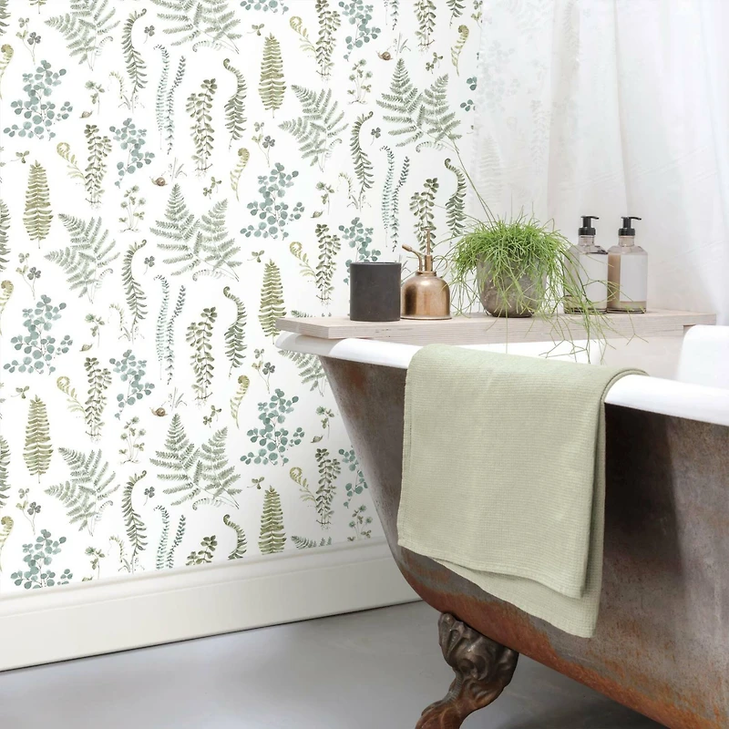 RoomMates White Fern Study Peel & Stick Wallpaper