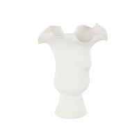 10.5" White Abstract Floral Ceramic Vase