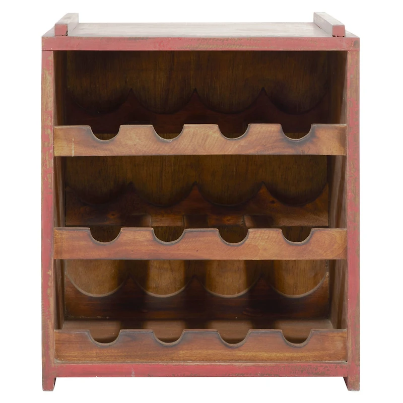 16" Red Wood Farmhouse Wine Rack