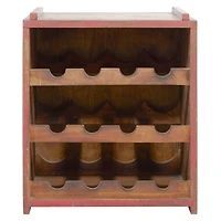 16" Red Wood Farmhouse Wine Rack