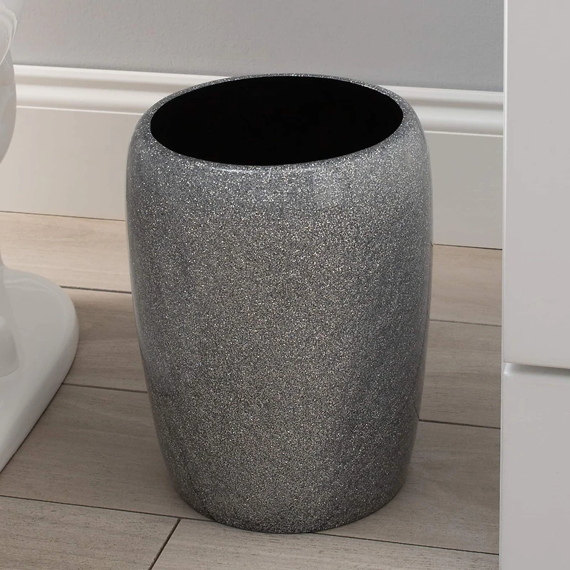 Elle Décor Eclat Gray Glitter Waste Bin