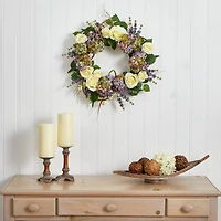 24'' Hydrangea & Rose Wreath