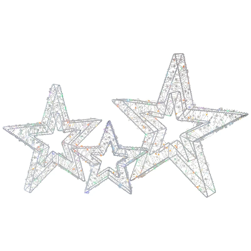 LED Color Changing Stars Outdoor Christmas Décor Set