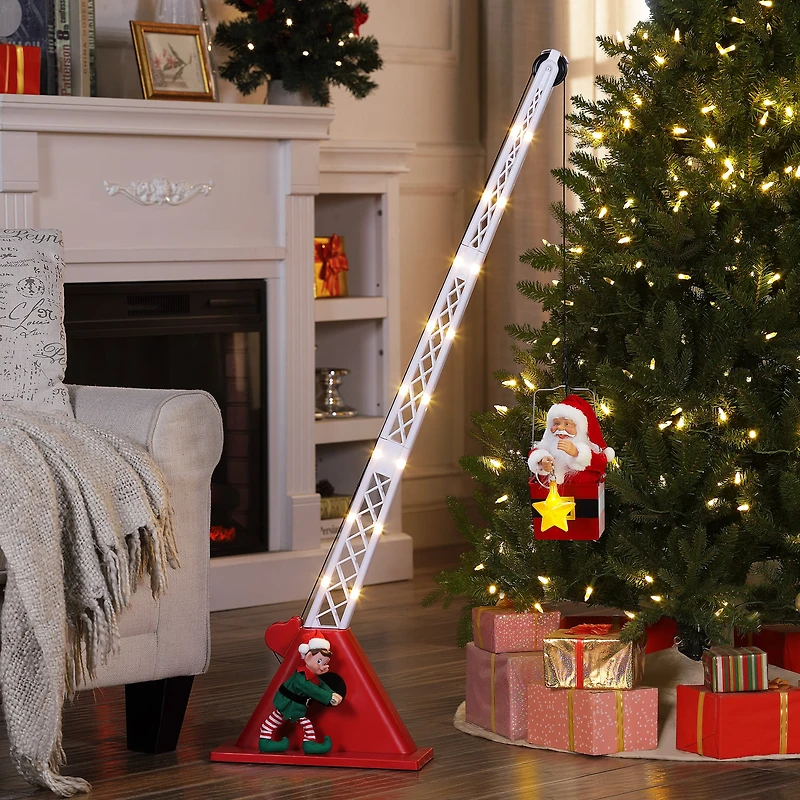 44" Santa's LED Christmas Crane