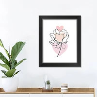 Flower Line Drawing Black Framed Print Under Plexiglass