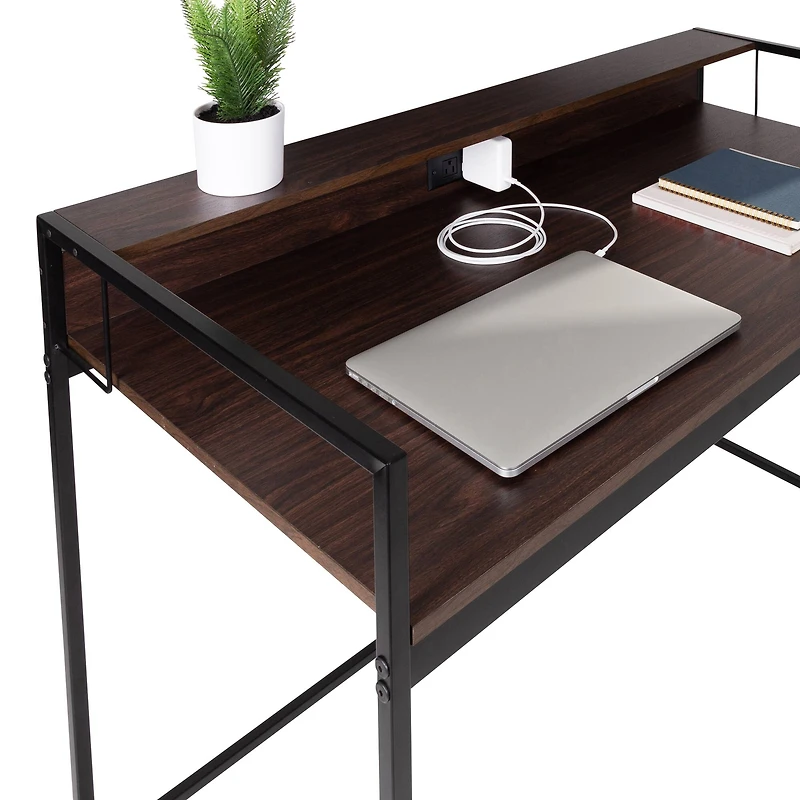 Honey Can Do Walnut & Black Computer Desk