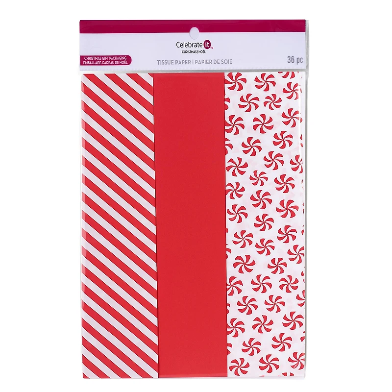 Red & White Peppermint Tissue Paper, 36ct. by Celebrate It™