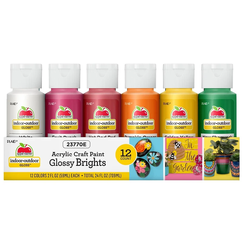 Apple Barrel® Acrylic Glossy Brights 12 Piece Paint Set