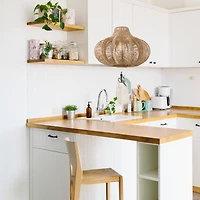 Hello Honey® 17.75" Natural Boho Handwoven Paper Rope & Metal Ceiling Pendant Lamp