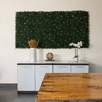 40" Pre-Lit Warm White LED Boxwood Artificial Living Wall Panel