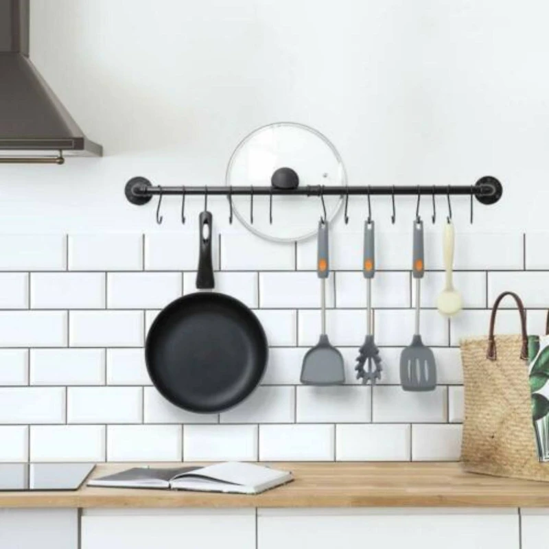 NEX™ Black Industrial Wall Mounted Metal Hanging Pot Rack