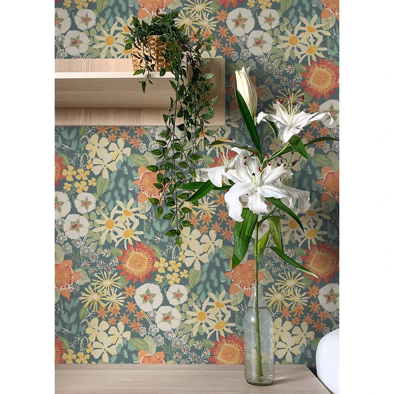 NuWallpaper Sadie Teal Peel & Stick Wallpaper