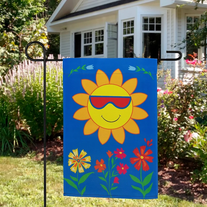 18" Smiling Sun Floral Garden Flag