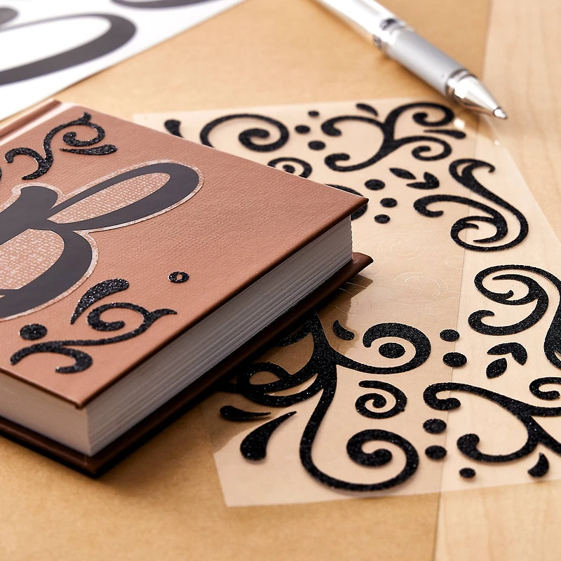 12 Pack: Black Glitter Swirl Stickers by Recollections™