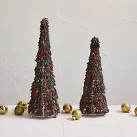 Hello Honey® 13" Tall Red & Green Metal & Glass Beaded Christmas Tree