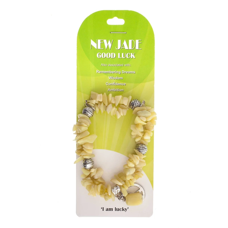 John Bead New Jade Yellow Natural Stone 2-Strand Bracelet with Peace Charm