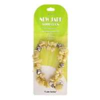 John Bead New Jade Yellow Natural Stone 2-Strand Bracelet with Peace Charm