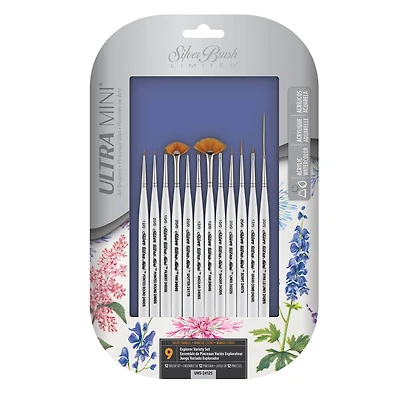 Silver Brush Limited Ultra Mini® White Miniature Detail Brushes, Set of 12