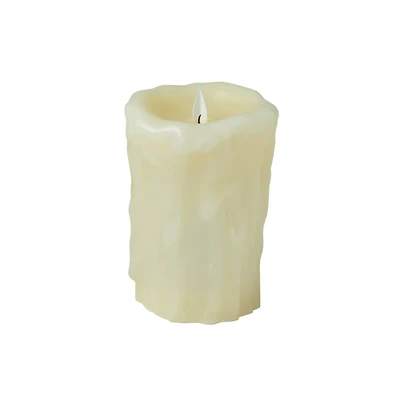 Hello Honey® 5" Ivory Pillar LED Candle with Embossed Faux Melted Wax